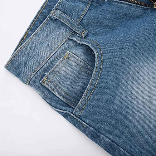 Oplxuo feminino shorts de jeans de verão Casual Stretch Mid Waisted Bainha Raw Rap Ripped Jean Shorts para mulheres com bolsos