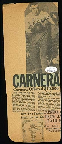 Primo Carnera JSA CoA assinado à mão assinado de 1930 Autograph - Boxing Cut Signatures