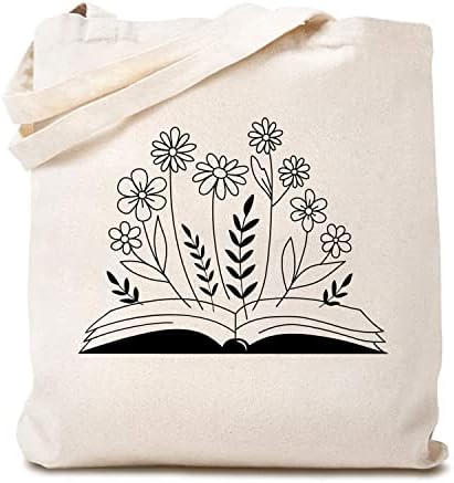 Livro feminino Tsiiuo Canvas Bag Bag Funny Book Lover Gree