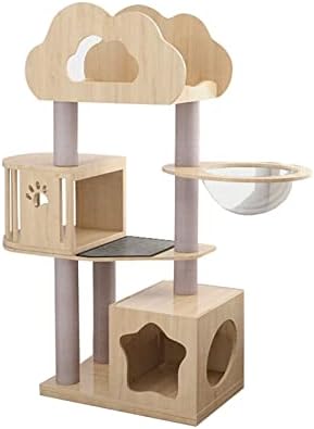 Árvore de gatos para gatos internos 55.1-71. 7 polegadas de pinheiro Torres de gato condomínio de gato com plataforma casa de gatos e postes de arranhões pc berço para gatos grandes tocam uma atividade divertida relaxando para gatos