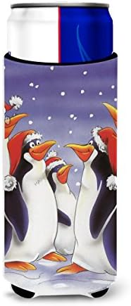 Tesouros de Caroline AAH7264MUK Holiday Penguins Ultra Hugger para latas finas, lata de manga mais fria Machine lavável