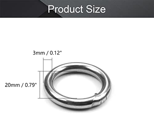 Mromax 15pcs 201 aço inoxidável o anel 0,79 od x 0,12 espessura amarrar anéis redondos soldados sem costura 20 mm x 3