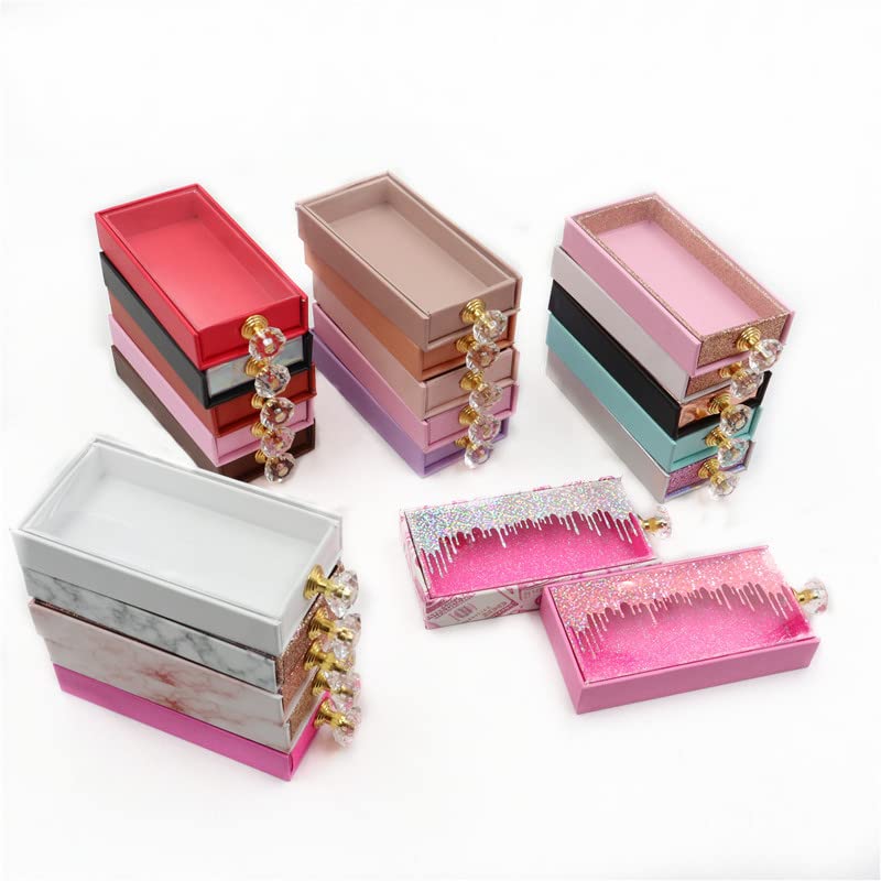 Caixas de embalagem de cílios caixas de retângulo com bandejas de cristal a granel Case magnética vazia, caixa E31,10