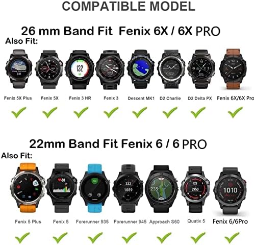 Aehon Watch Band for Garmin Fenix ​​6 6x Pro 5 5x Plus 3HR Band for Approach S62 S60