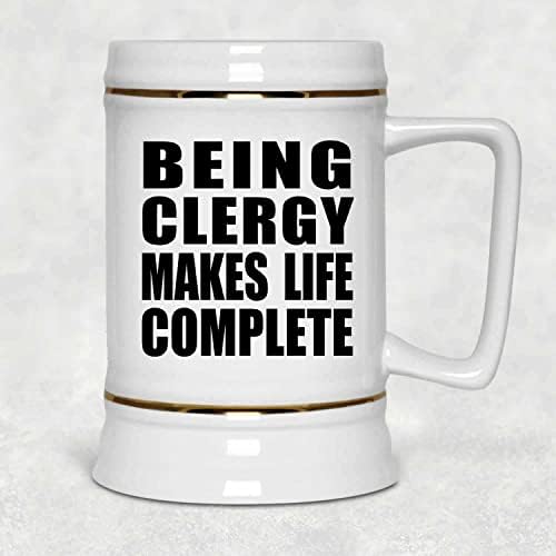 Designsify Ser clero torna a vida completa, caneca de 22 onças de cerveja de cerâmica com alça para o freezer, presentes