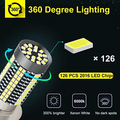 ATOLI H4/9003 LED MOTORCYCHE DE LUZ HI/LO BEAM 360 graus 7 lados 126SMD CHIPS 6000K 2800 LUMENS SUPER BRANCO BRANCO BRANCO