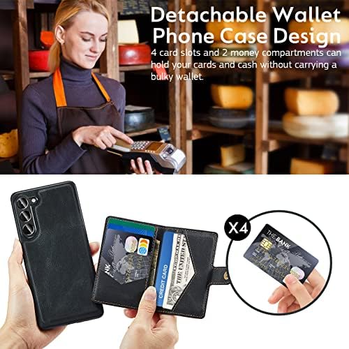 Ouba para a carteira de case Samsung Galaxy S23 S23 Casos com suporte de cartão de cartão de crédito magnético destacável