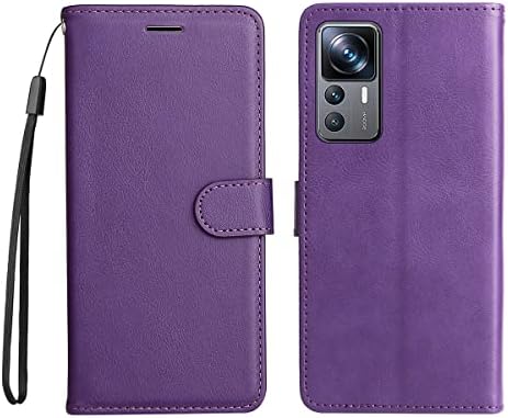 CCSmall Xiaomi 12t Caixa de telefone da carteira com titular de cartão para mulheres, capa de couro de cor de couro simples de 12t/12t pro case de luxo