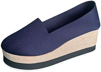 Baskuwish Women Platform Slip no mocassins Comfort Suede mocassins Sapatos de cunha de baixo baixo