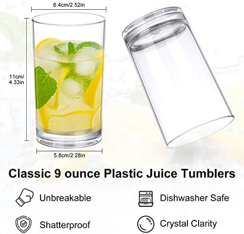 Gerrii Clear plástico copos de copos bebendo copos de 24 copos de acrílico inquebráveis ​​de suco inquebrável