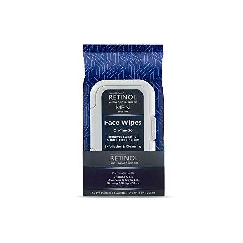 Retinol Men Wipes Faciais Toalhetas de limpeza antienvelhecimento + Retinol Men's Gel Cleanser