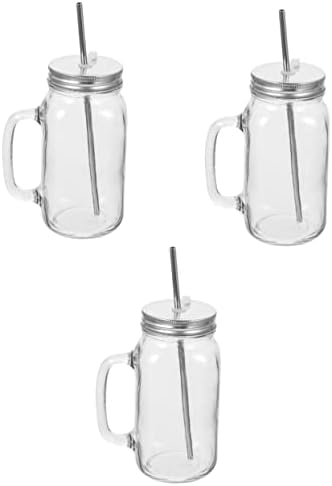 Bestonzon Tea Conjuntos de garrafa de café com brasão de vedação fria lustres de copos de coques de caneca viajar grande boca clara à prova de vazamentos com xícaras de xícaras largas pálpebras infantis pedreiro para garrafas de água de vidro cobertas transparentes reutilizáveis