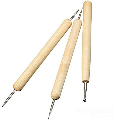 Comiart 3pcs Ferramenta de ferramentas de caneta de bola de madeira para gravação de argila de argila Polímero de cera Ferramentas