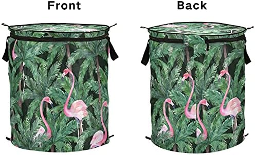 Flamingos tropicais de aquarela Tropical Pop Up Up Laundry TurMper com tampa de cesta de armazenamento dobrável Bolsa de roupa