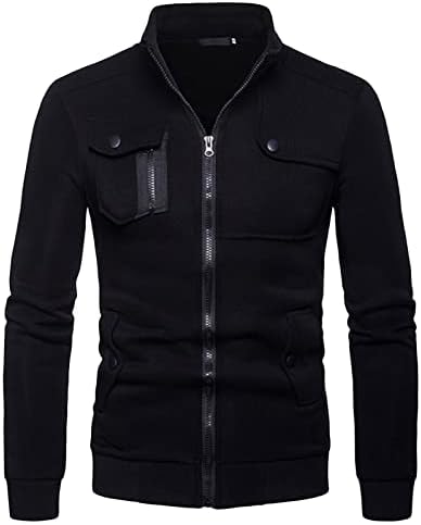Jaqueta de bolso de algodão de inverno masculino Casual Casual Zip Jackets Full Full Zip Outdoor Windbreaker Coat