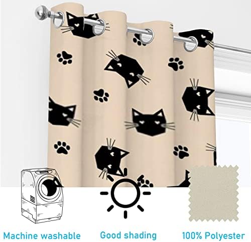 Cortinas de janela cortinas de blecaute, redução de ruído com isolamento térmico de sombreamento, para quarto quarto de crianças, 2 painéis, cor da pele de gato