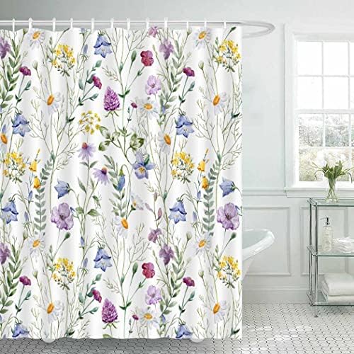 Juirnost Spring Floral Chuser Curtain Cosmos Cor cortinas de chuveiro de planta para banheiros casas de banheiro decoração Cortina