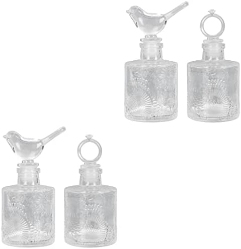 Cabilock 4pcs Design de perfume Spa de estilo retrô com óleos de fragrâncias recarregáveis ​​Sofners Recipiente Garrafas de vidro: Banheiro essencial Bail
