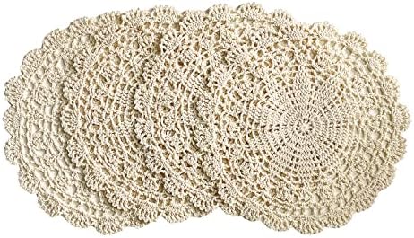 Doilies de crochê de crochê Phantomon feitos à mão Tabela de renda de algodão redonda Placemats Tênia de malha de malha,