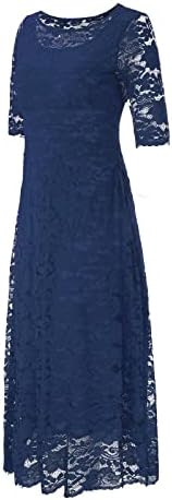 Vestido de tamanho plus size miashui para feminino de renda floral de tamanho longo de vestido longo de decote de decote de decote