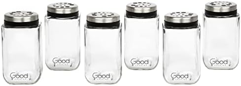 Boa cozinha, frascos de especiarias de vidro ajustáveis- conjunto de 24 latas de recipiente de shaker de tempero premium com 6 tamanhos de vazamento