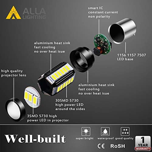 Iluminação Alla 2800lm BA15S 1156 LEDS LUZES STROBE DE LED LUZES/FREIO BULS SUPER BRILHO 5730 33-SMD 12V 3497 P21W 1141