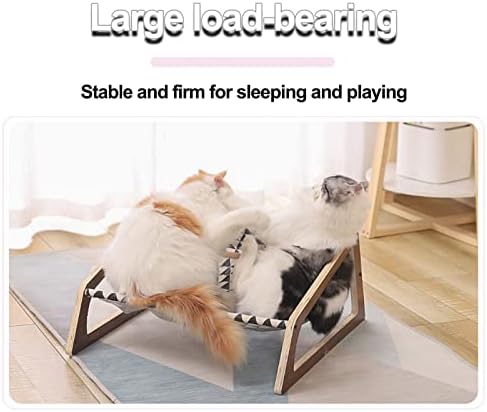Lüzhong Wooden Cat Hammock Couch, cama de animais de estimação, cadeira de balanço de madeira maciça, 2 em 1 cadeira e redes, cama