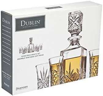 Godinger Mini Whisky Decanter e Shot Glasses Barware Set - Decanter de 10 onças para vinho escocês ou vodka - coleção de Dublin