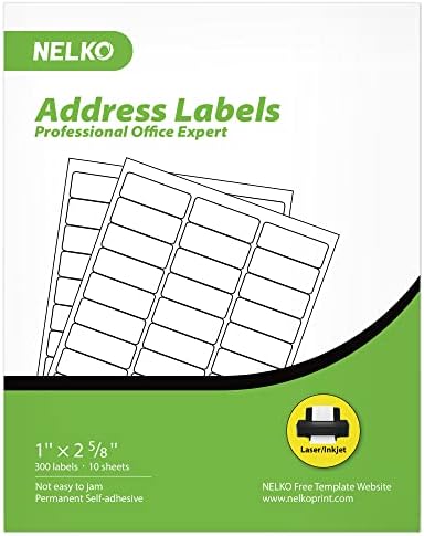 Etiquetas de endereço, 1 x 2-5/8 Endereço de entrega Nelko Rótulos para impressoras a laser e a jato de tinta, etiquetas de