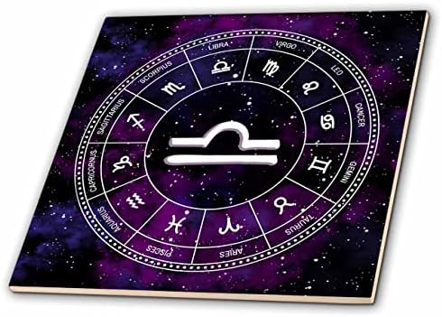 3drose libra zodiac signo presente de astrologia elegante. Estrelas brancas, espaço roxo - azulejos