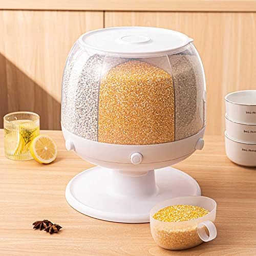 Dispensador de grãos de cereais OYJFAX 22 libras, dispensador de alimentos rotativos de 360 ​​°, dispensador de