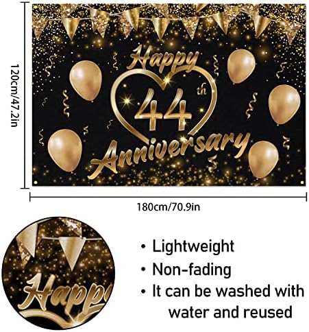 Feliz aniversário de 59 anos, decoração de bandeira preta de ouro - Glitter Love Heart Happy 59 anos Aniversário de casamento Decorações de temas para homens, 3,9 x 5,9 pés