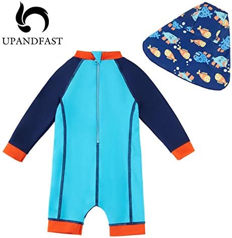 Baby Upndastfast/Toddler One Piece Zip Sunshsuit com Sun Hat UPF 50+ Proteção Sun Proteção Baby