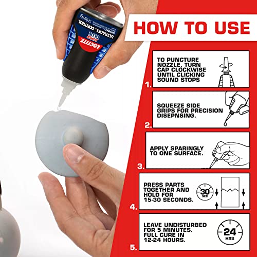 Loctite Super Glue Controle de Ultra Gel, Supercola Clear, Coba Instantânea de Adesivo de Cianoacrilato, Redação Rápida de Redação