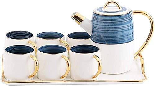 Lianxiao - Conjunto de chá Criativo Nórdico Cele -Chep Copo Casa Casa Sala de estar da tarde Conjunto de chá Flower Copo de chaleira Conjuntos de chá de cerâmica