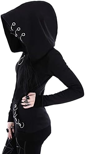 Jackets com capuz de casacos de casacos do LMSXCT Cardigan Black Vintage Moon Punk Punk Gothic Hoodie Sorto para Mulheres Plus