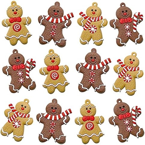 FestSupply 12 PCs Gingerbread Man Ornamentos para decorações de árvores de Natal, 3 '