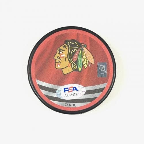 Dominik Kubalik assinou hóquei Puck PSA/DNA Chicago Blackhawks autografados - Pucks autografados da NHL