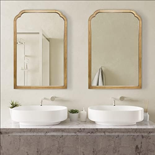 Espelhos de banheiro de Wallbeyond Farmhouse para montados na parede, 24 x 36 espelhos de parede de moldura de madeira rústica decorativos para sala de estar ou espelho de vaidade do quarto