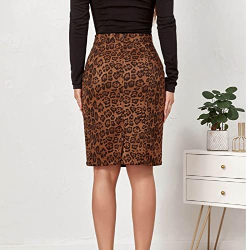 Saias para mulheres com estampa de leopardo da moda Alta cintura A-line Salia alta cintura Slim Fit Hip Bodycon