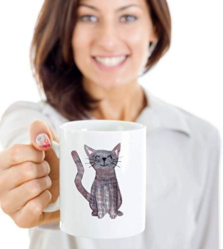 Dklm Grey Tabby Cat Gift Caneca - Copo de café fofo para amantes de gatos