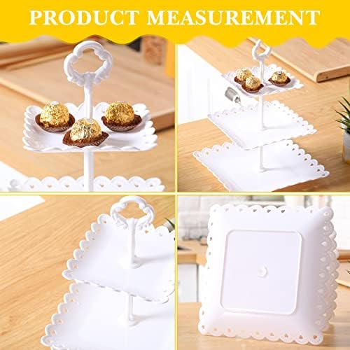 8 PCS Sobremesa Tabela Conjunto de vitrines inclui 3 camadas redondas cupcake stand branco servidor de comida de festa exibir longa