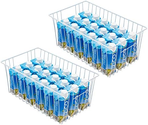 Cestas de armazenamento de arame de congelador de 16 polegadas, caixas de geladeira doméstica com alças embutidas
