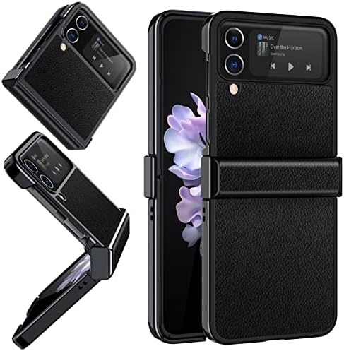 Wawz Samsung Galaxy Z Flip 4 5G 2022 Case, com proteção contra dobradiça, caixa de proteção à prova de choque de couro PU para Samsung Z Flip 4 5g