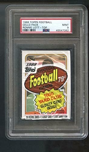 1988 Topps Football Card Pacote de Ce2 de Cello 51 Ronnie Lott PSA 9 NFL - Pacotes de Cera de Futebol