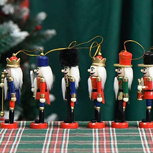 Aboofan 6pcs de Natal Ornamentos de figura de nozes de madeira de madeira decoração de quebra -nozes tradicionais Decoração de