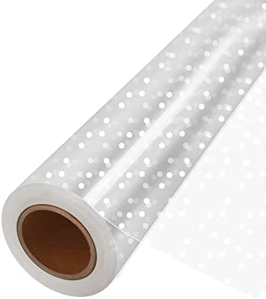 Joyit 100 'comprimento x 35 ”de largura de celofane rolo com pontos brancos - 3 mil de celofane mais espesso, sacos