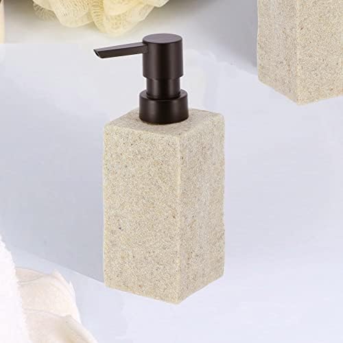 Bath Square Resin Hand Soap & Loção Dispensador Efeito de pedra 9 fl oz natural