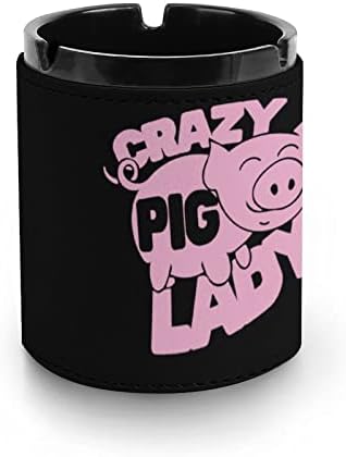 Crazy Pig Lady Leather Cigarrette Cigarray Ashtray Holder