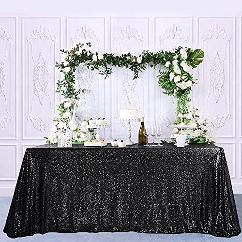 Toca de mesa de lantejoulas pretas de Yuboo, 90 x132 Tabela de tecido de glitter para festas de tabela de retângulo Decorações